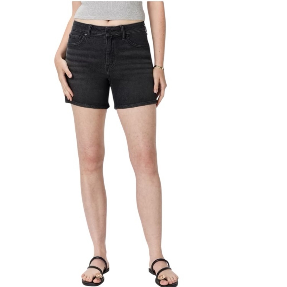 Faith Jeans Black High Rise Mom Shorts Tummy Control Stretch Bermuda Modest